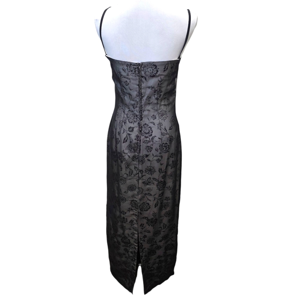 Morgan And Co Elegant Black Floral Lace Evening Dress Maxi Size 7/8 - Picture 5 of 12